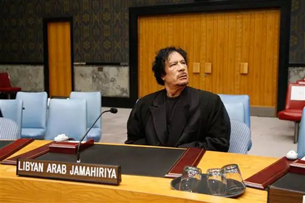 Gadhafi at U.N. Headquarters in 2009